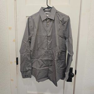 Grey Button Up - Collar - Long Sleeve - Extra Slim Fit - M, 15-15.5